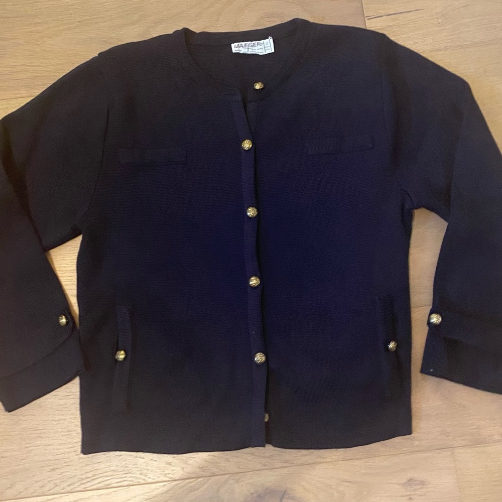 Vintage Jaeger wool sweater Cardigan with Gold Buttons